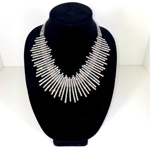 BCBG: Crystal Silver Finish Necklace • 19” Long